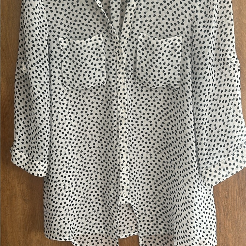Polka Dot Button-Up Blouse